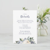 Blühende botanisch staubige blaue Hochzeitskarte Begleitkarte (Stehend Vorderseite)