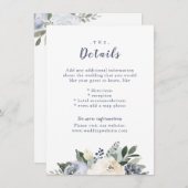 Blühende botanisch staubige blaue Hochzeitskarte Begleitkarte (Vorne/Hinten)