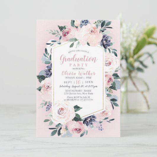 Blühende botanische Blütenblüte Einladung (Stehend Vorderseite)