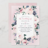 Blühende botanische Blütenfarbenhochzeit Einladung (Vorne/Hinten)