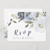 Blühende botanische dustische Blütenhochzeit RSVP Einladungspostkarte (Vorne/Hinten)