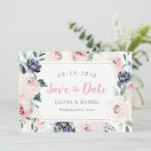 Blühende botanische Errötung Save the Date (Stehend Vorderseite)