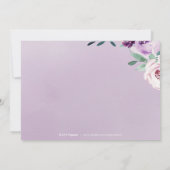 Blühende botanische Hochzeit mit lila Blumen Einladung (Rückseite)