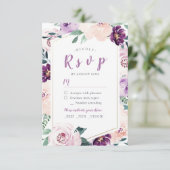 Blühende botanische Hochzeit mit lila Blumenbezug RSVP Karte (Stehend Vorderseite)