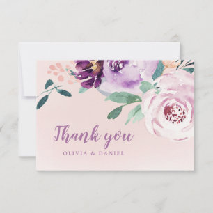Blühende botanische lila Aquarellblüte Dankeskarte