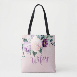 Blühende botanische lila personalisierte Schleife Tasche