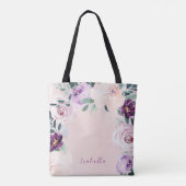 Blühende botanische lila personalisierte Schleife Tasche (Rückseite)