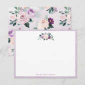 Blühende botanische lila personalisierte Schreibwa Mitteilungskarte (Vorne/Hinten)