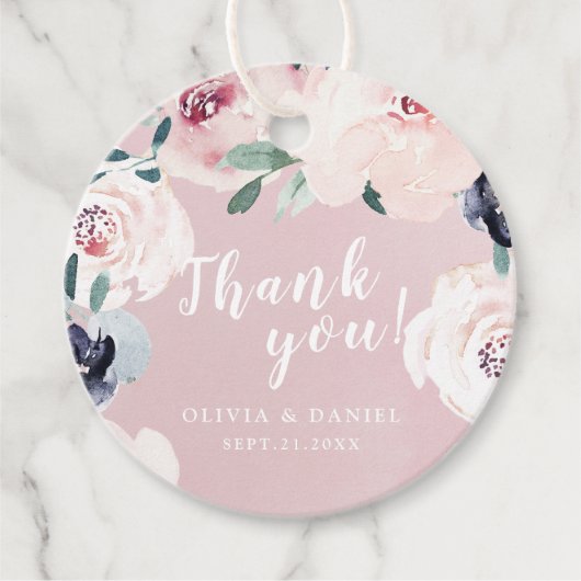 Blühende botanische rosa Blüte Vielen Dank Geschenkanhänger (Vorderseite)