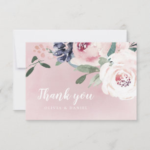 Blühende botanische Röte Wasserfarbe floral Dankeskarte