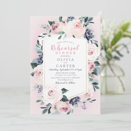 Blühende botanische rötliche Probe Einladung (Stehend Vorderseite)