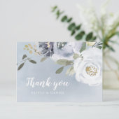 Blühende botanische staubblaue Aquarellblüte Dankeskarte (Stehend Vorderseite)