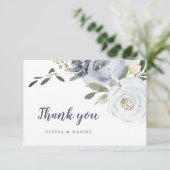 Blühende botanische staubblaue Aquarellblüte Dankeskarte (Stehend Vorderseite)