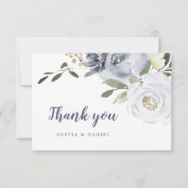 Blühende botanische staubblaue Aquarellblüte Dankeskarte