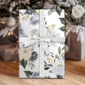 Blühende botanische staubblaue Aquarellblüte Seidenpapier