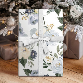 Blühende botanische staubblaue Aquarellblüte Seidenpapier