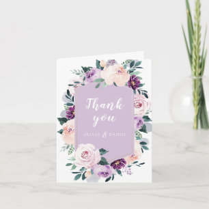 Blühende botanische violette florale Geometrie Dankeskarte