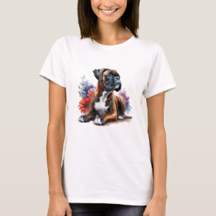 Blühende Boxer-Hund-Kunst – Florales Haustierliebh T-Shirt