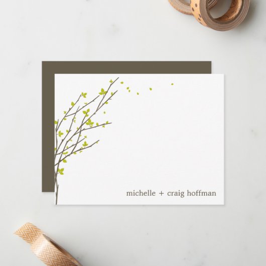 Blühende Branchen flatter Danksagkarte - Limon Mitteilungskarte (Vorderseite/Rückseite Beispiel)