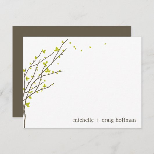 Blühende Branchen flatter Danksagkarte - Limon Mitteilungskarte (Vorne/Hinten)