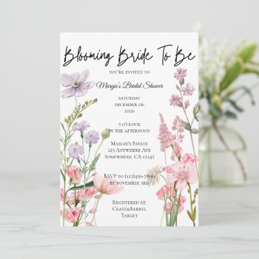 Blühende Braut Einladung (Stehend Vorderseite)