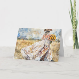 Blühende Braut feiert Liebe und Freude Karte