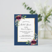 Blühende Brautdusche aus Burgund Postkarte (Stehend Vorderseite)