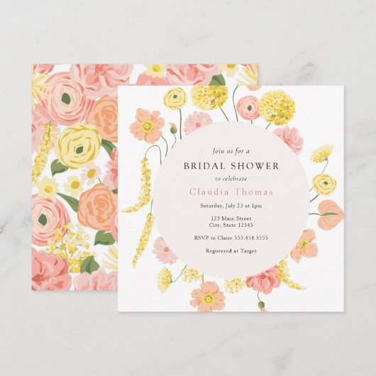 Blühende Brautdusche Einladung (Vorne/Hinten)