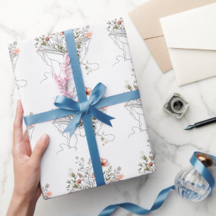 Blühende Buch Botanische Linienkunst Geschenkpapier