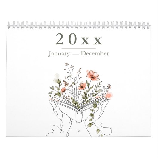 Blühende Buch Botanische Linienkunst Kalender (Titelbild)