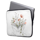 Blühende Buch Botanische Linienkunst Laptopschutzhülle (Vorderseite Links)