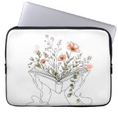 Blühende Buch Botanische Linienkunst Laptopschutzhülle (Vorderseite)