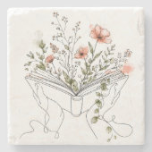 Blühende Buch Botanische Linienkunst Steinuntersetzer (Vorderseite)