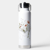 Blühende Buch Botanische Linienkunst Trinkflasche (Vorderseite)