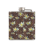 Blühende Camomiles - Modernes Blumenmuster-Design Flachmann (Rückseite)