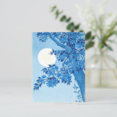 Blühende Cherry Moonlit Night Ohara Koson Blue Postkarte (Stehend Vorderseite)