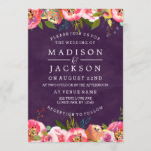 Blühende Chic Color Editable Hochzeitseinladungen