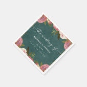 Blühende Chic Deep Teal Grün Florale Hochzeit Serviette (Ecke)