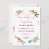 Blühende Chic Mint & Blush Bloral Hexagon Hochzeit Einladung (Vorderseite)