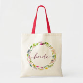 Blühende Chic Mint & Peach Aquarell Blumenbride Tragetasche (Vorne)