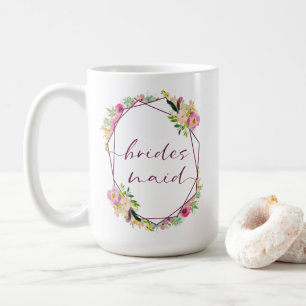 Blühende Chic Mint- und Rosablüten-Brautjungfer Kaffeetasse