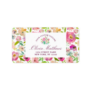 Blühende Chic Mint- und Rosablüten Geschäft Adressaufkleber
