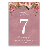Blühende Chic Wild Rose Pink Hochzeit Tischnummer (Rückseite)