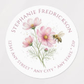 Blühende Cosmos-Gartenparty-Rücksendeadresse Etiketten (Design 1)