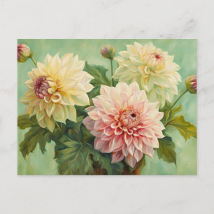 Blühende Dahlia-Blume Illustration Postkarte