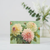 Blühende Dahlia-Blume Illustration Postkarte (Stehend Vorderseite)