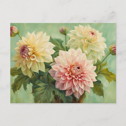 Blühende Dahlia-Blume Illustration Postkarte (Vorderseite)