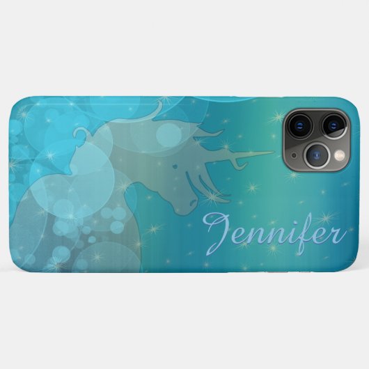 Blühende Einhorn-Silhouette (Blausterne) Case-Mate iPhone Hülle (Rückseite (Horizontal))