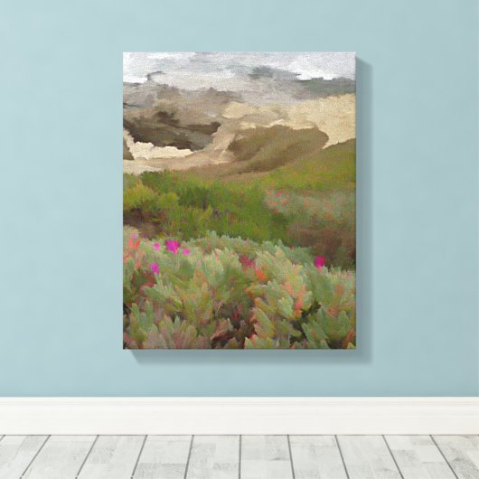 Blühende Eispflanzen durch den Ozean Leinwanddruck (Insitu (Holzboden))