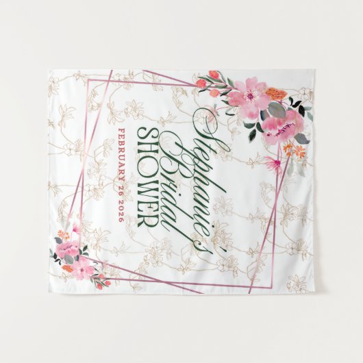 "Blühende Elegance: Ein Blumenfantasietapestes" Wandteppich (Vorderseite (Horizontal))